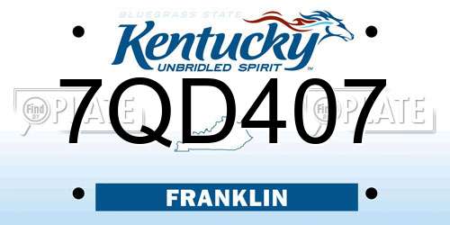 7QD407 Kentucky License Plate
