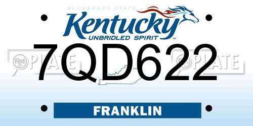 7QD622 Kentucky License Plate