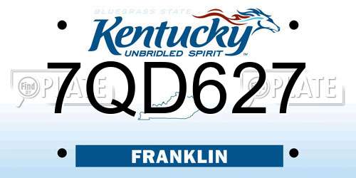7QD627 Kentucky License Plate