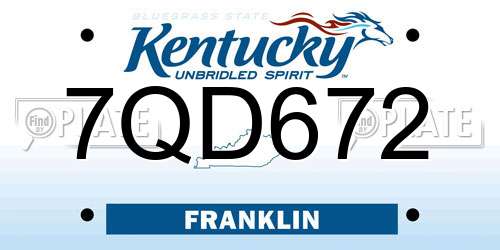 7QD672 Kentucky License Plate