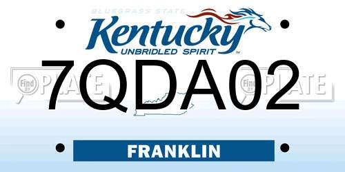 7QDA02 Kentucky License Plate