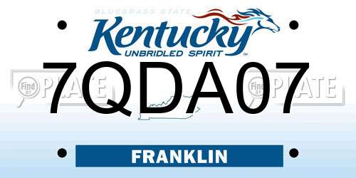 7QDA07 Kentucky License Plate