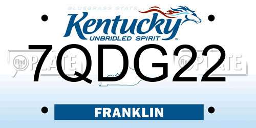 7QDG22 Kentucky License Plate