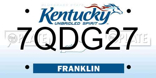 7QDG27 Kentucky License Plate
