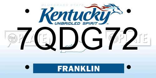 7QDG72 Kentucky License Plate