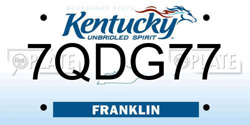 7QDG77 Kentucky License Plate