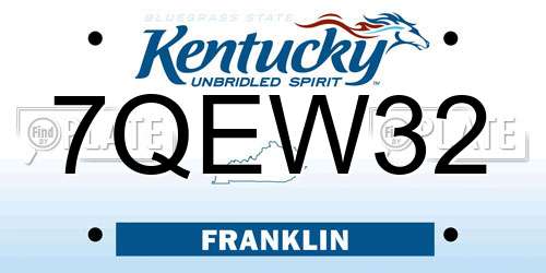7QEW32 Kentucky License Plate