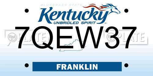 7QEW37 Kentucky License Plate