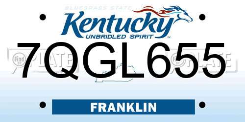 7QGL655 Kentucky License Plate