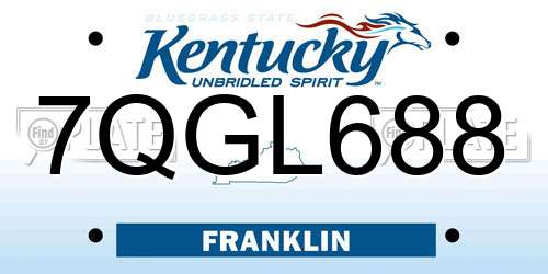 7QGL688 Kentucky License Plate