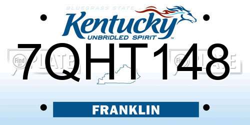 7QHT148 Kentucky License Plate