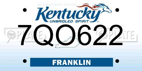 7QO622 Kentucky License Plate