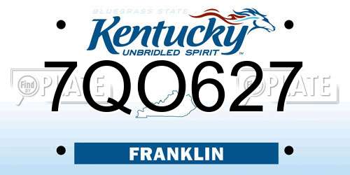 7QO627 Kentucky License Plate