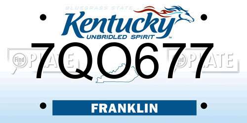 7QO677 Kentucky License Plate