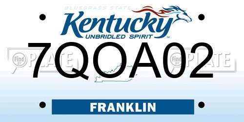 7QOA02 Kentucky License Plate