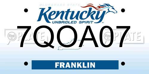 7QOA07 Kentucky License Plate