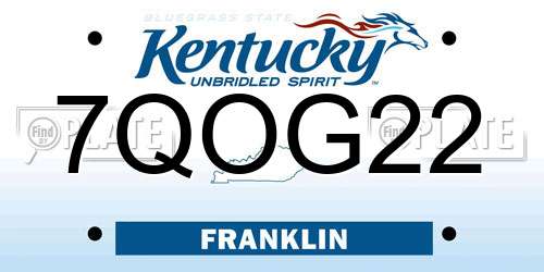 7QOG22 Kentucky License Plate