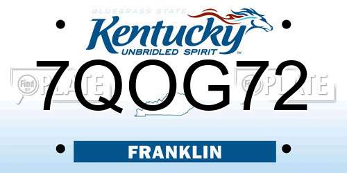 7QOG72 Kentucky License Plate