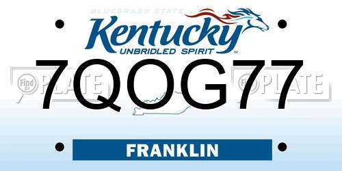 7QOG77 Kentucky License Plate
