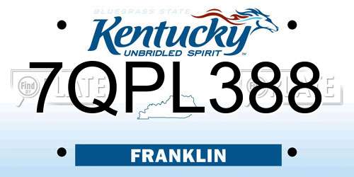 7QPL388 Kentucky License Plate
