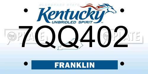 7QQ402 Kentucky License Plate