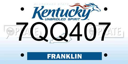 7QQ407 Kentucky License Plate