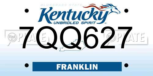 7QQ627 Kentucky License Plate