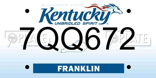 7QQ672 Kentucky License Plate