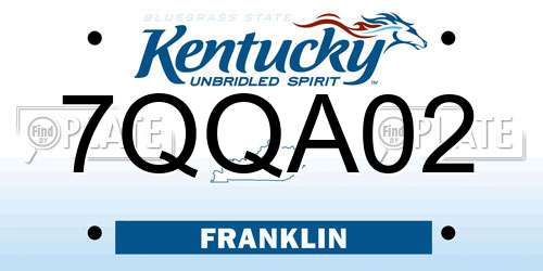 7QQA02 Kentucky License Plate