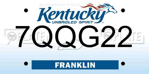 7QQG22 Kentucky License Plate