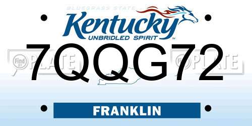 7QQG72 Kentucky License Plate