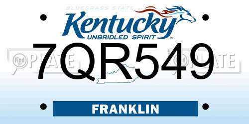 7QR549 Kentucky License Plate