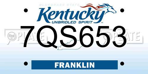 7QS653 Kentucky License Plate