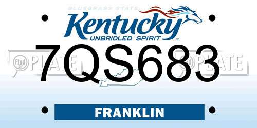 7QS683 Kentucky License Plate