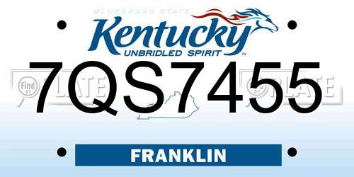 7QS7455 Kentucky License Plate