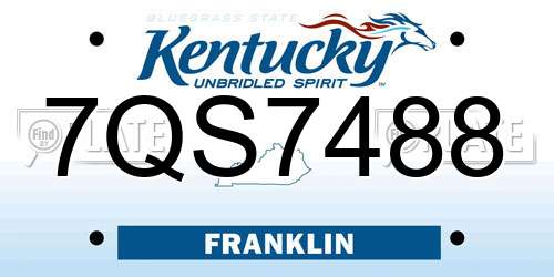 7QS7488 Kentucky License Plate