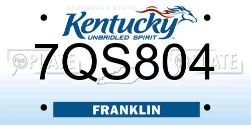 7QS804 Kentucky License Plate