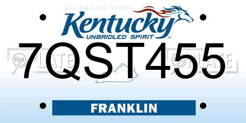 7QST455 Kentucky License Plate