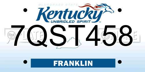 7QST458 Kentucky License Plate