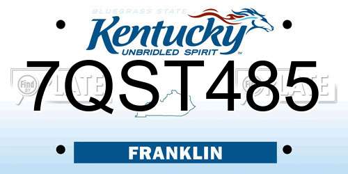 7QST485 Kentucky License Plate