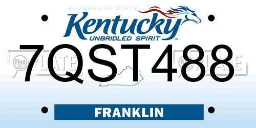 7QST488 Kentucky License Plate