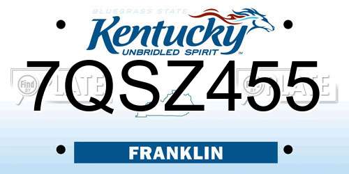 7QSZ455 Kentucky License Plate