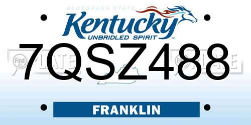 7QSZ488 Kentucky License Plate