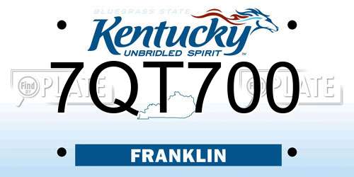 7QT700 Kentucky License Plate