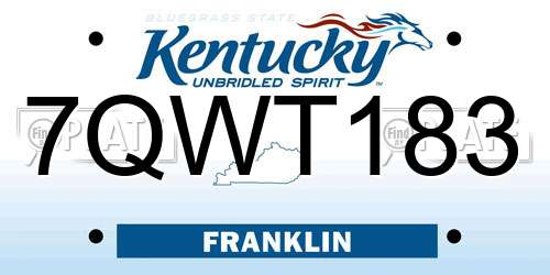 7QWT183 Kentucky License Plate