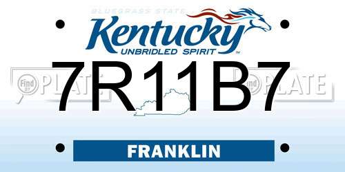 7R11B7 Kentucky License Plate