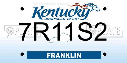 7R11S2 Kentucky License Plate