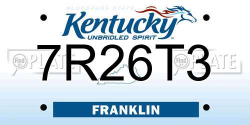 7R26T3 Kentucky License Plate