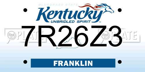 7R26Z3 Kentucky License Plate