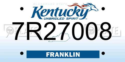 7R27008 Kentucky License Plate